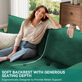 DWVO 68" Loveseat Sofa, Velvet Fabric Sofa Couch for Small Space, Modern Loveseat with Button Tufted Seat and Side Storage Pockect, 3 Seater Couch for Living Room Bedroom, 2 Pillows Included, Green DWVO