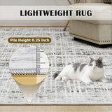 8x10 Area Rugs Washable Rug: Anti-Skid Abstract Modern Living Room Rug Soft Thin Carpets Indoor Floor Non-Shedding Carpet for Bedroom Dining Farmhouse Nursery Home Office (White Gray, 8'x10') Crority