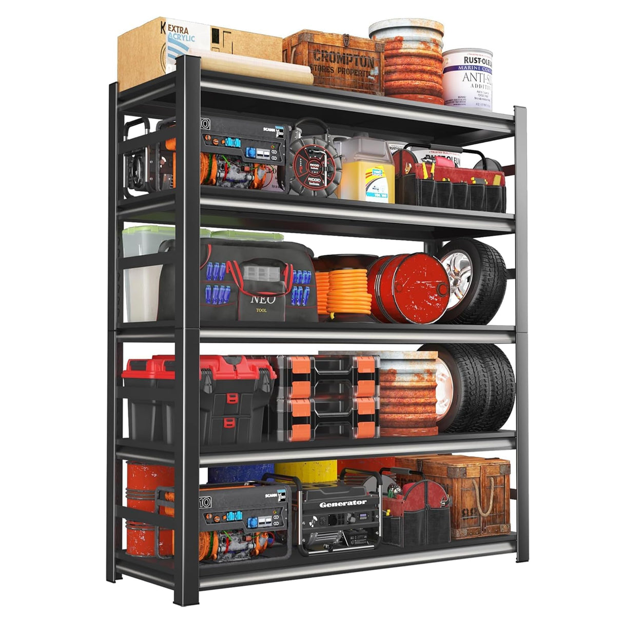 Bezuny 72" H Garage Shelving,2500LBS Heavy Duty Shelving for Storage Commercial,5 Tier Storage Shelves with Adjustable Shelf,Metal Shelves for Industrial,Warehouse,Basement (36" W*16" D*72" H) Bezuny