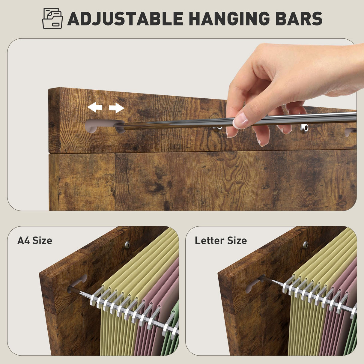 HOMCOM 2 Drawer Vertical File Cabinet with Silent Slides, Rustic Farmhouse Filing Cabinet with Barn Doors for A4/Letter Size, Printer Stand with Storage for Home Office, Rustic Brown HOMCOM