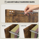 HOMCOM 2 Drawer Vertical File Cabinet with Silent Slides, Rustic Farmhouse Filing Cabinet with Barn Doors for A4/Letter Size, Printer Stand with Storage for Home Office, Rustic Brown HOMCOM