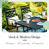 Sophia and William Outdoor Patio Dining Set for 6, Outdoor Table and Chairs, Removable Seat Cushions, 4 Fixed，2 Swivel Chairs, 59" Black Patio Dining Table Sophia & William