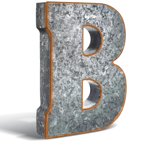 Yaocom 12" Metal Letter B Wall Decor Large Galvanized Letter 3D Signs Shelf Decoration Hanging or Freestanding Vintage Industrial Decor for Home Office Bookshelf Farmhouse Kitchen Apartment Yaocom