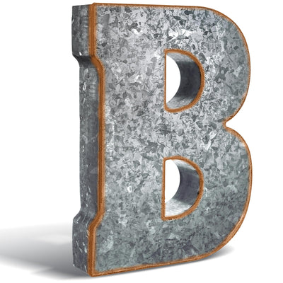 Yaocom 12" Metal Letter B Wall Decor Large Galvanized Letter 3D Signs Shelf Decoration Hanging or Freestanding Vintage Industrial Decor for Home Office Bookshelf Farmhouse Kitchen Apartment