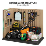 YITAHOME Outdoor Horizontal Storage Shed with X-Shaped Lockable Door, 35 Cu Ft Weather Resistant Resin Tool Shed w/o Shelf, Ideal for Bike, Trash Cans, Garden Tools, Lawn Mowers, Brown YITAHOME