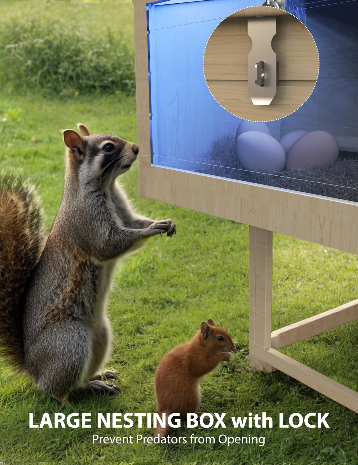 Fitenlor Large Chicken Coop, Wooden Chicken Coop for 3 4 5 Chickens, 109in Outdoor Hen House with Run, Waterproof Roof, Nesting Box, Pull Out Trays and Ramp, Wood Color Fitenlor