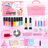 Kids Nail Polish Set for Girls, Nail Art Kit with Nail Dryer & Storage Case, Non-Toxic Peel-Off Quick Dry Nail Polish for Kids, Birthday Christmas Gift for Kids Ages 6-12 FUSPWEAO