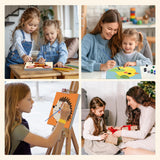 MXJSUA 4 Pack Cute Animals Paint by Numbers Kit with Framed Canvas for Ages 6-12 Kids, Elephant Paint by Numbers Kits for Children Beginners, Acrylic Oil Painting for Home Wall Decor Gift (8x8 inch) MXJSUA