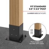 WIMART 4x4 Post Base, Inner Size 3.5"x3.5"Deck Post Base, Deck Post Base for Concrete, for Mailbox Support Wood Fence Post Anchort (Black - Set 4) WIMART