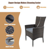 ASJMR 15 Pieces Dining Sets for 12 with Rattan Wicker Dining Set Chairs and Square Table Glass Top with Umbrella Cutout, Outdoor and Indoor Set for Patio, Backyard, Garden, Poolside, Kitchen- Grey ASJMR