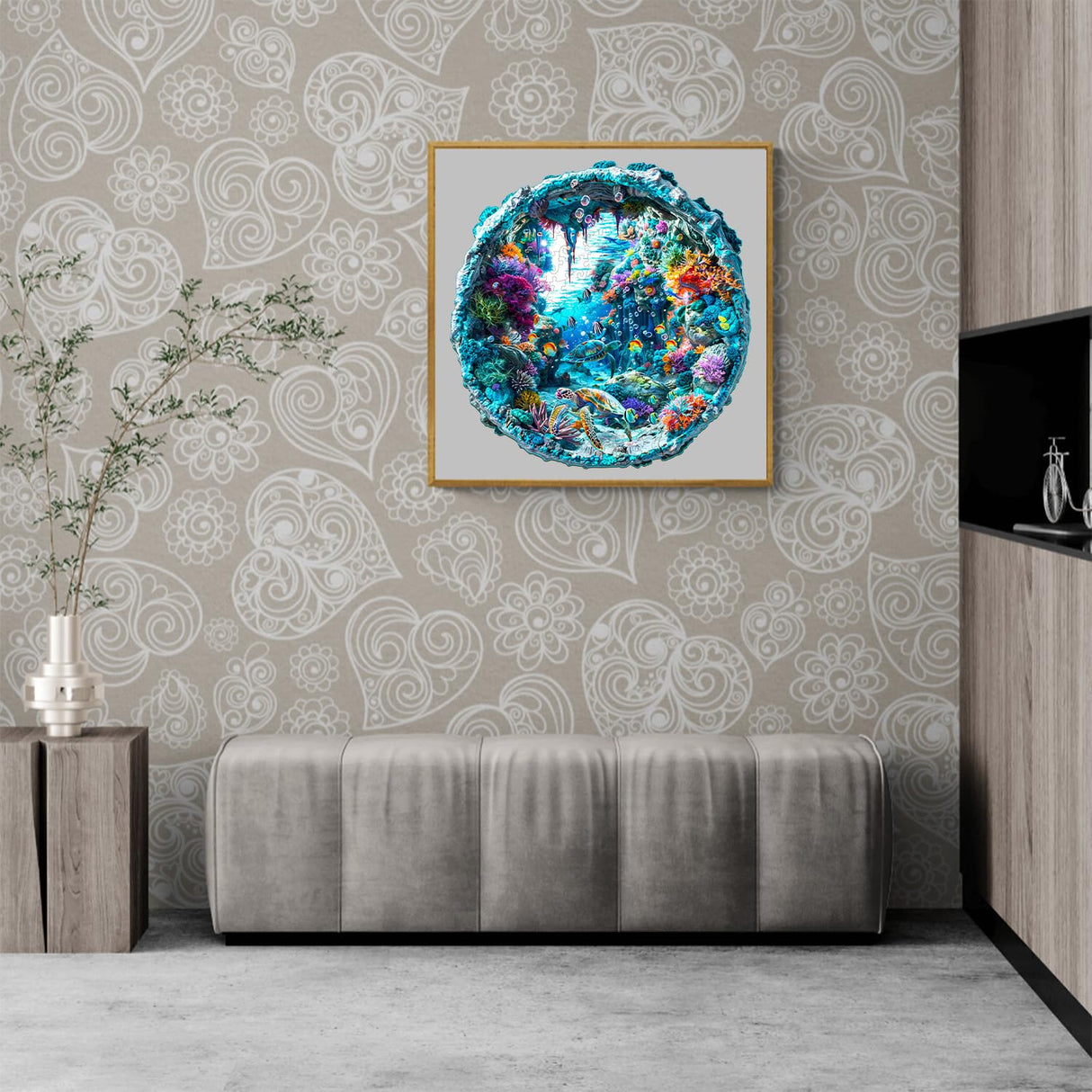 Jigfoxy Wooden Puzzle for Adults, 3D Visual Ocean Wooden Jigsaw Puzzles for Adult, Unique Animal Shape Wood Cut Puzzles, Christmas Thanksgiving Gifts for Friends Family (S-8.5 * 8.5in-100pcs) Jigfoxy