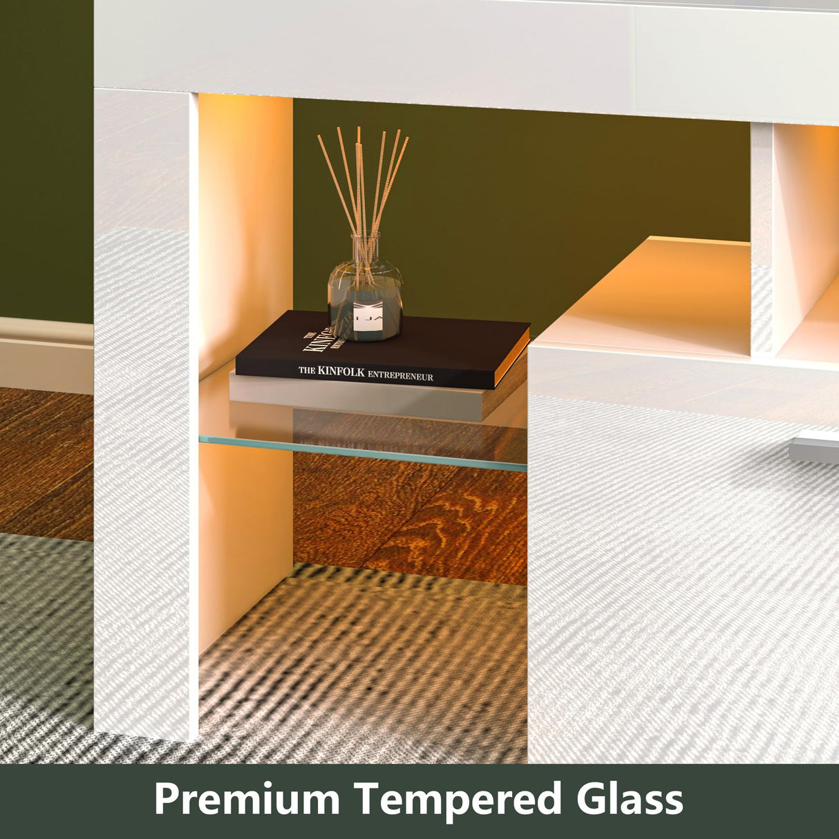 Clikuutory Modern LED 63 inch Long TV Stand with Large Storage Drawer for 50 55 60 65 70 75 Inch TVs, White Wood TV Console with High Glossy Entertainment Center for Living Room, Bedroom, White Clikuutory