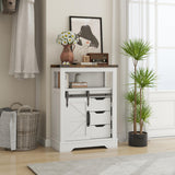 Panana Farmhouse Bathroom Floor Cabinet, Storage Cabinet with Sliding Barn 3 Drawers&Door Freestanding Small Cabinet for Bathroom, Kitchen, Laundry Room (White) Panana