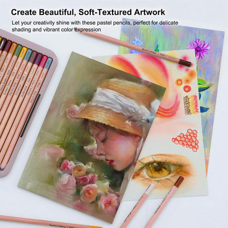 KALOUR Pro Pastel Chalk Colored Pencils,24 Colors portrait set,Color Charcoal Pencils for Drawing Sketching Coloring Shading,Art Supplies for Adults Artists KALOUR
