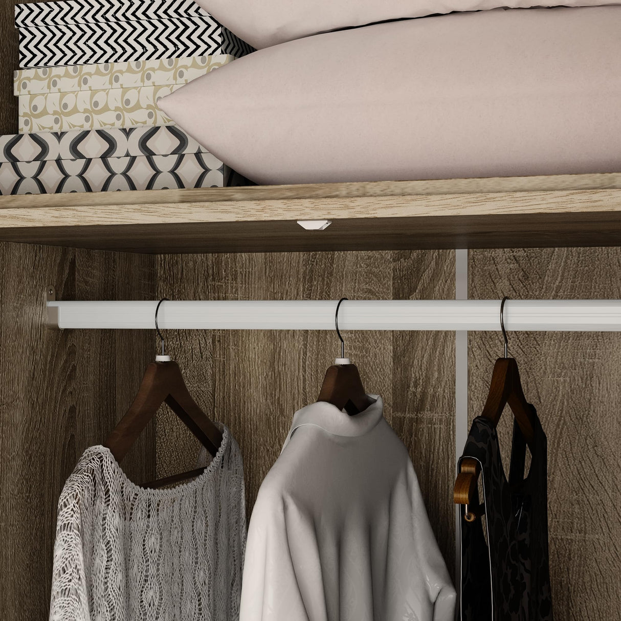 Hitow Ratten Wardrobe Cabinet Armoire Closet, 8 Door Rattan Closet Wardrobe Cabinet with 5 Drawers & Hanging Rod, Storage Wardrobe Armoire Dresser for Bedroom Organizer (18.8" D x 59" W x 70.8" H) Hitow