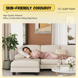 JUMMICO Sectional Couches for Living Room, U Shaped Couch with Chenille Fabric, 4 Seat Modern Sofa with Removable Pillows for Apartment and Small Space (Corduroy, Beige) JUMMICO