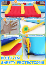 Whubefy Inflatable Bounce House for Big Kids 3-12 with Double Racing Slide & 3 Punching Bag Obstacle Course | Large Space Rocket Blow Up Bouncy Castle 13.1x11.2x7.1ft w/Blower, Indoor Outdoor Fun 8-12 Whubefy