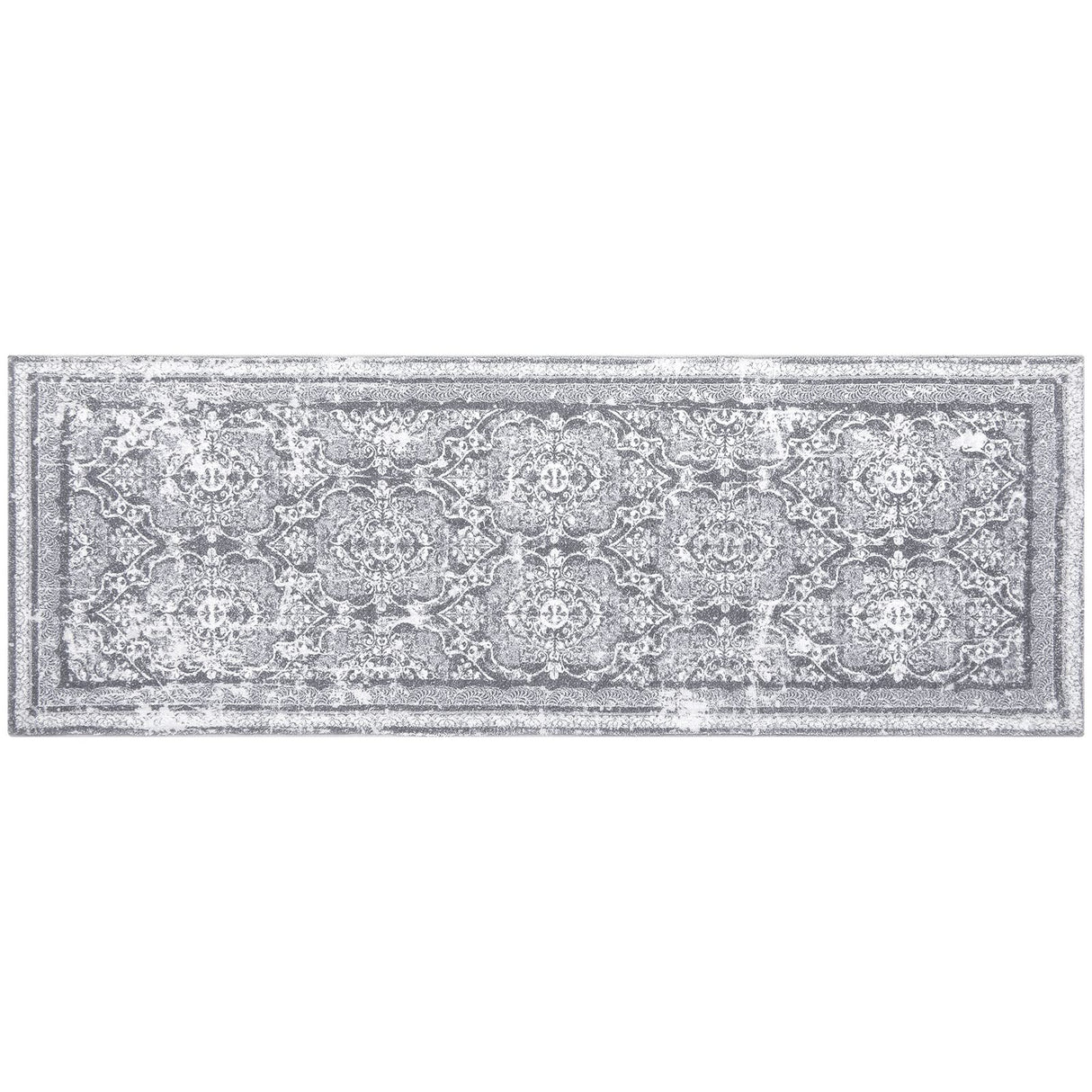 Vaukki Hallway Runner Rug, Vintage Shaggy Soft Laundry Rug Runner, Non Slip Entryway Mat, Washable Farmhouse Kitchen Area Carpet for Bathroom, and Bedroom (2' X 6', Grey) Vaukki