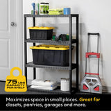 CX 4-Tier (52.1”H x 34.8”W x 14.6”D) Plastic Storage Shelving Unit (Black), Medium Duty, 75lbs Per Shelf Capacity, Indoor Storage and Organization in Home, Garage, Office with Easy Assembly CENTREX