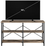 Yaheetech TV Stand for TV up to 65 Inch, 55 Inch Media Console Table with 3-Tier Storage Shelves for Living Room, Entertainment Center with Metal Frame, Taupe Wood Yaheetech
