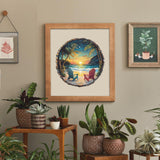 Jigfoxy Wooden Puzzle for Adults,Sunset Beach Wooden Jigsaw Puzzles for Adults, Unique Animal Shape Wood Cut Puzzles for Family Friend Puzzle Lovers(M-11.4 * 11.3in-200pcs) Jigfoxy