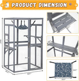 Catio Outdoor Cat Enclosure, Outdoor Cat House with Window Access, Patio Kitty Shelter (Grey) CHEN Select