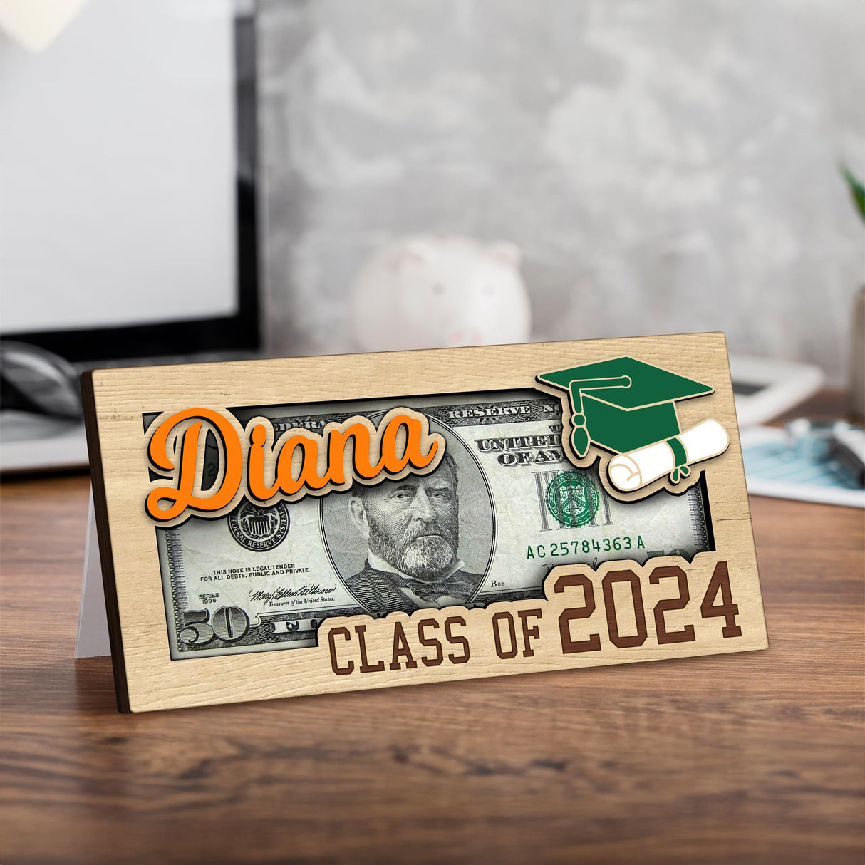 KindlyToys Personalized Graduation Money Holder - Graduation Gift Money Holder, Money Holder for Cash Gift Graduation - Wooden Money Holder, Unique Class of 2024 Graduation Gifts MH11 KindlyToys