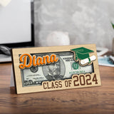 KindlyToys Personalized Graduation Money Holder - Graduation Gift Money Holder, Money Holder for Cash Gift Graduation - Wooden Money Holder, Unique Class of 2024 Graduation Gifts MH11 KindlyToys