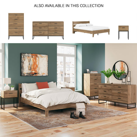 Signature Design by Ashley Deanlow Mid-Century Modern 6 Drawer Dresser with Safety Stop for Bedroom, Light Brown & Black Signature Design by Ashley