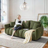 OUYESSIR Teddy Cloud Sofa Couch, 81" Comfy Upholstered Sherpa Deep Seat Boucle Sofa, Modern Cozy 3 Seater Couch with 3 Pillows, Oversized Loveseat for Living Room Office Apartment, Green OUYESSIR