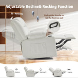 Ketaiyou Swivel Rocking Recliner Chair with Massage and Heat,Oversized Rocker Recliner for Adults, Upholstered Fabric Reclining Single Sofa Chair for Living Room,Nursery (Beige) Ketaiyou