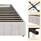 Yaheetech Upholstered Queen Bed Frame with 4 Storage Drawers and Modern Design Yaheetech