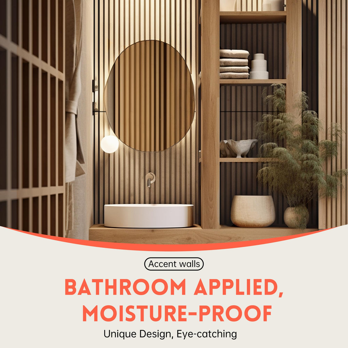 RITOLLO Wood Slat Wall Panel | 4 Pcs Soundproof Wall Panels 48" x 24.5" Wood Wall Panels 3D Sound Dampening Panels Wall Decoration - Oak RITOLLO