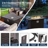 Amopatio 5 Pcs Patio Swivel Chairs and 44" Glass Top Propane Gas Fire Pit Table, All Weather Breathable Outdoor Furniture Set for Backyard Deck Lawn Garden, Dark Grey Amopatio