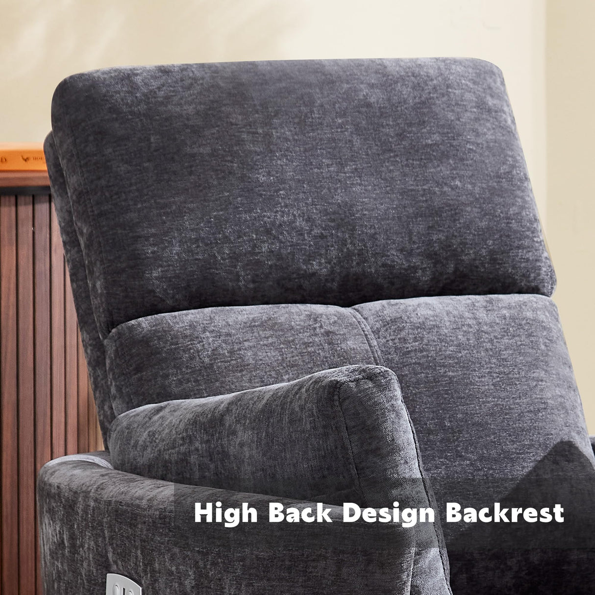 Recliner Swivel Glider Electric Rocking Chair with USB Port,Upholstered High Back Nursery Rocking Chair,Adult Power Recliner Chair with 2 Pillows for Living Room Bedroom(DRAK Grey, Power-Driven) choairy