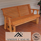 Amish Heavy Duty 800 Lb Roll Back Pressure Treated Porch Glider (4 Foot, Cedar Stain) Amish Casual