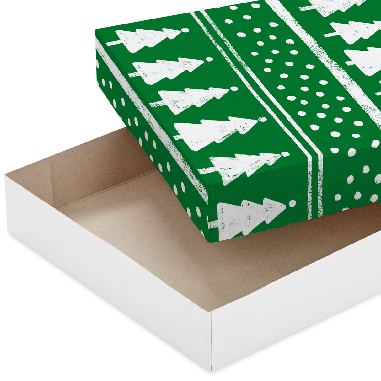 Hallmark Medium Christmas Gift Boxes with Lids (12 Shirt Boxes, 3 Designs: Lights, Trees, Red and Green Stripes) for Christmas, Holiday Parties, Hostess Gifts Hallmark