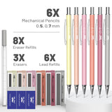 Mr. Pen- Mechanical Pencil Set with Lead and Erasers Refills, 6 Pack, Boho Theme, 0.5mm & 0.7 mm, Cute Aesthetic Pastel Led Pencils 0.7mm Mr. Pen