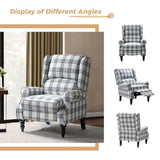HULALA HOME Upholstered Wingback Recliner Chair, Small Adjustable Footrest Push Back Single Reclining Sofa, Mid Century Modern Lounge Armchair for Living Room, Bedroom, Reading/Plaid Black HULALA HOME