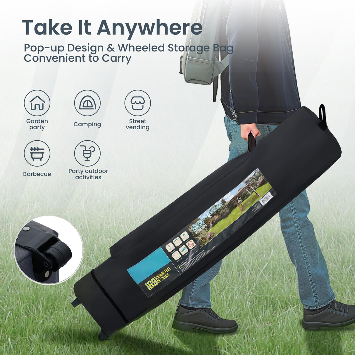 PHI VILLA Outdoor Pop up Canopy 10'x10' Tent Camping Sun Shelter-Series Party Tent, 100 Sq. Ft of Shade (Blue) PHI VILLA