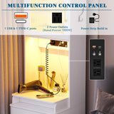 WOOVIVS Small Vanity Desk with Plip-up Mirror and Lights, Makeup Vanity Dresser with Charging Station, LED Vanities Dressing Table Set with Drawers&Stool for Bedroom，Checkroom (White,1PCS) WOOVIVS