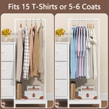 AFLUI Dresser for Bedroom with Hanging Rack, 3 Drawers Dresser for Bedroom - White AFLUI