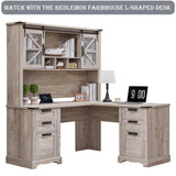 RedLemon 42" Farmhouse Desk Hutch with Sliding Barn Door and Ample Storage/Display Space, Only Match Farmhouse Desk (Light Rustic Oak) RedLemon