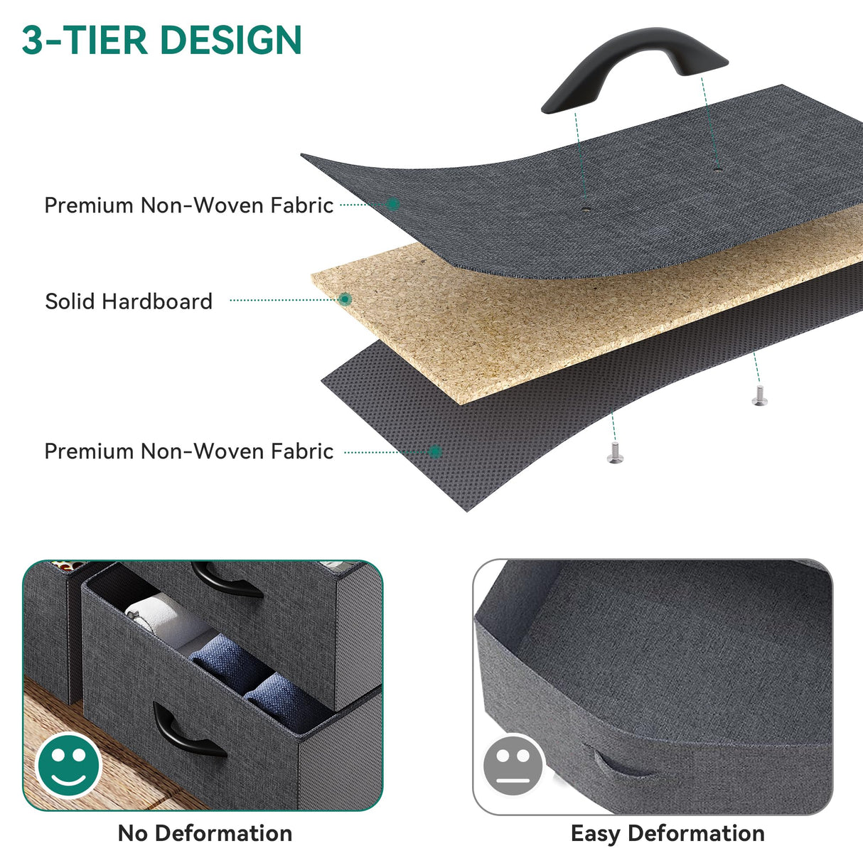 YITAHOME Dresser for Bedroom, Fabric Dresser with 7 Drawers, Furniture Storage Tower Cabinet for Bedroom, Living Room, Hallway, Closet, Black Wood Grain YITAHOME