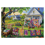 Colorful Quilts Puzzles for Adults 1000 Pieces, Cozy Grandma Garden Jigsaw Puzzles, Pretty Cat Flower Puzzles BBOLDIN