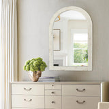 eodme Farmhouse Arched Wall Mirror, White Distressed Wood Mirror, Decorative Mirror for Bathroom Living Room Bedroom Entryway, 20''×30'' eodme