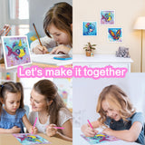 Reofrey Diamond Art Kits for Kids with Frame, DIY Dinosaur Animal Diamond Painting Kits, Arts Crafts Gift for Girls & Boys Ages 4,5,6,7,8,9,10,11,12, Creative Educational Toy for Beginners (7x7 Inch) Reofrey