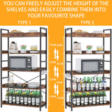 HCHQHS 5 Tier Bookshelf, Adjustable Industrial Bookcase, Vertical Tall Book Shelf, Wood and Black Metal Open Bookshelves for Home Office, Living Room, Bedroom HCHQHS