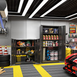 Greenvelly Metal Garage Storage Cabinet, Black 36" Locking Cabinet with 2 Doors and 4 adjustable Shelves, Steel Storage Cabinet with Lock, Locking Metal Filing Cabinet for Home Office, School, Garage Greenvelly