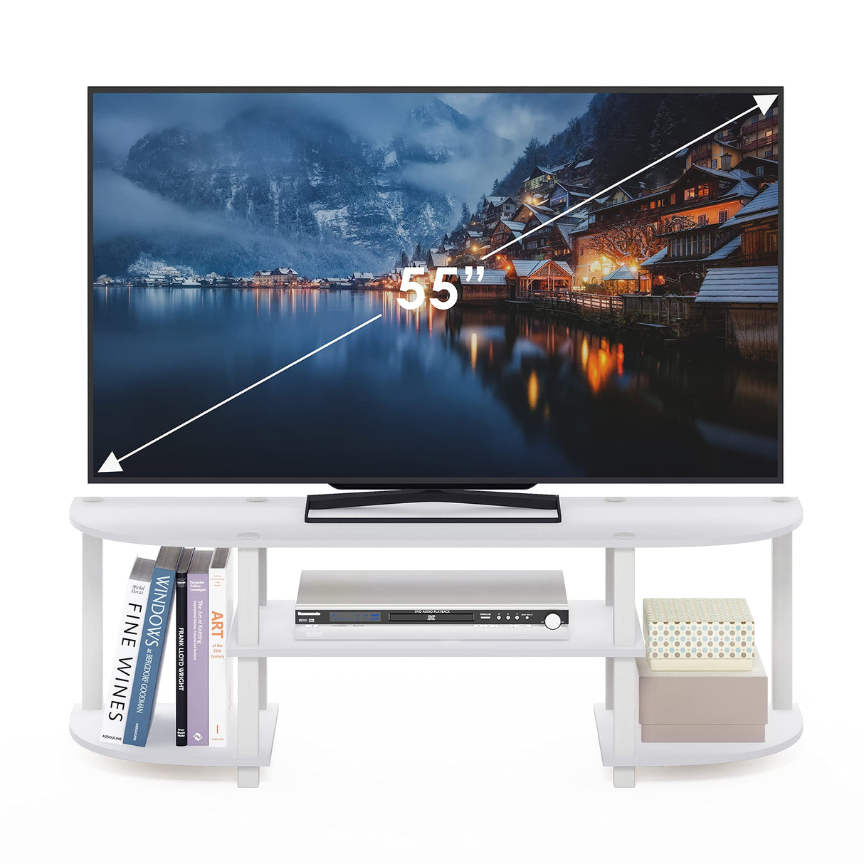 Furinno Turn-S-Tube Wide TV Entertainment Center, White Furinno